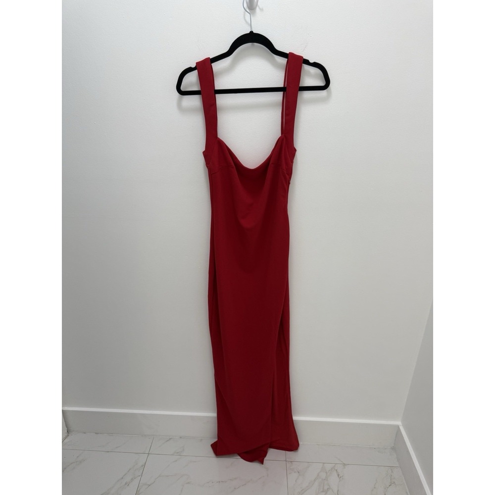 BABYBOO Red Maxi Dress Women's Bodycon Cowl Back Side Slit Formal Cocktail S